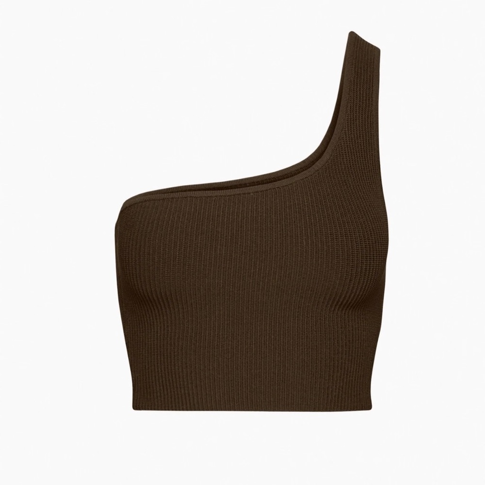❌SOLD❌Aritzia Babaton Sculpt Knit One-Shoulder Cropped Tank in brown